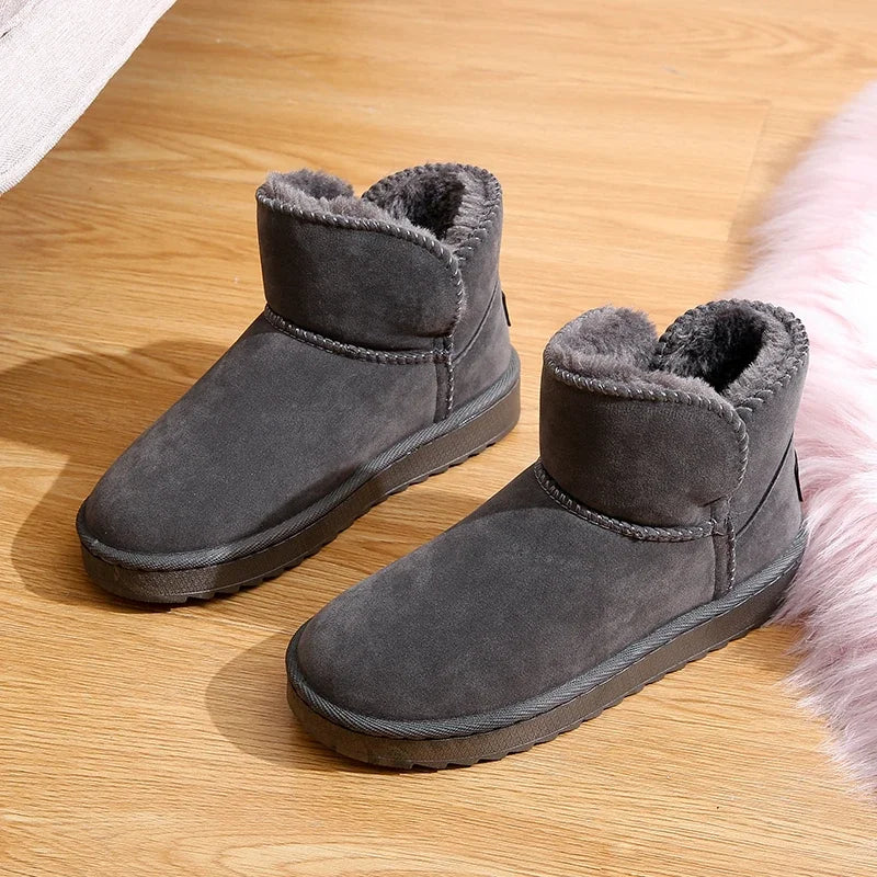 Women's Winter Plus Cashmere Warm Solid Color All Fashion Warm Non-slip Winter Boots Cotton Padded Shoes Platform Ankle Boots